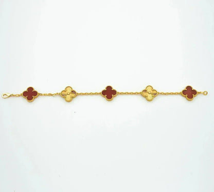 [Regal Gem] CLOVER 5 MOTIF RED CORNELIAN BRACELET COLLECTION