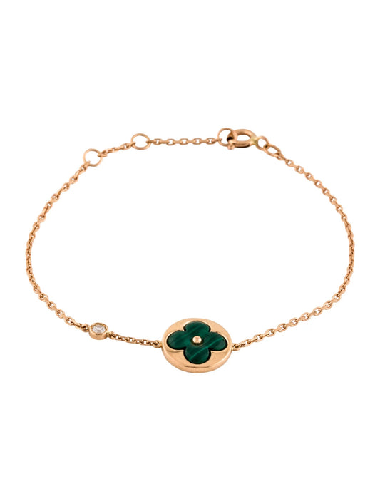[Regal Gem]SUN MALACHITE 1 DIAMOND PINK GOLD BRACELET