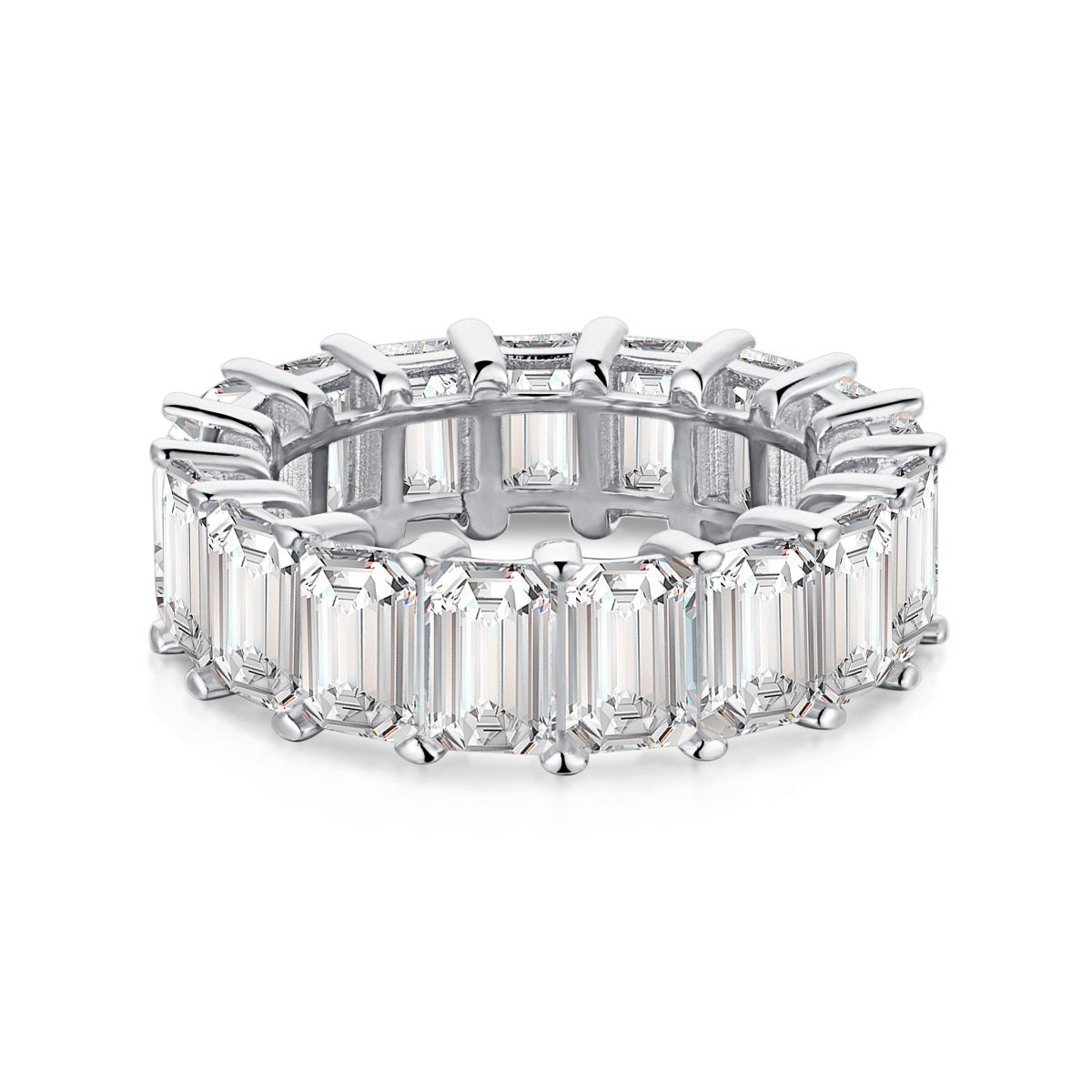 [Regal Gem Jewelry]0.75 Carat Elegant Emerald Cut Tennis Ring