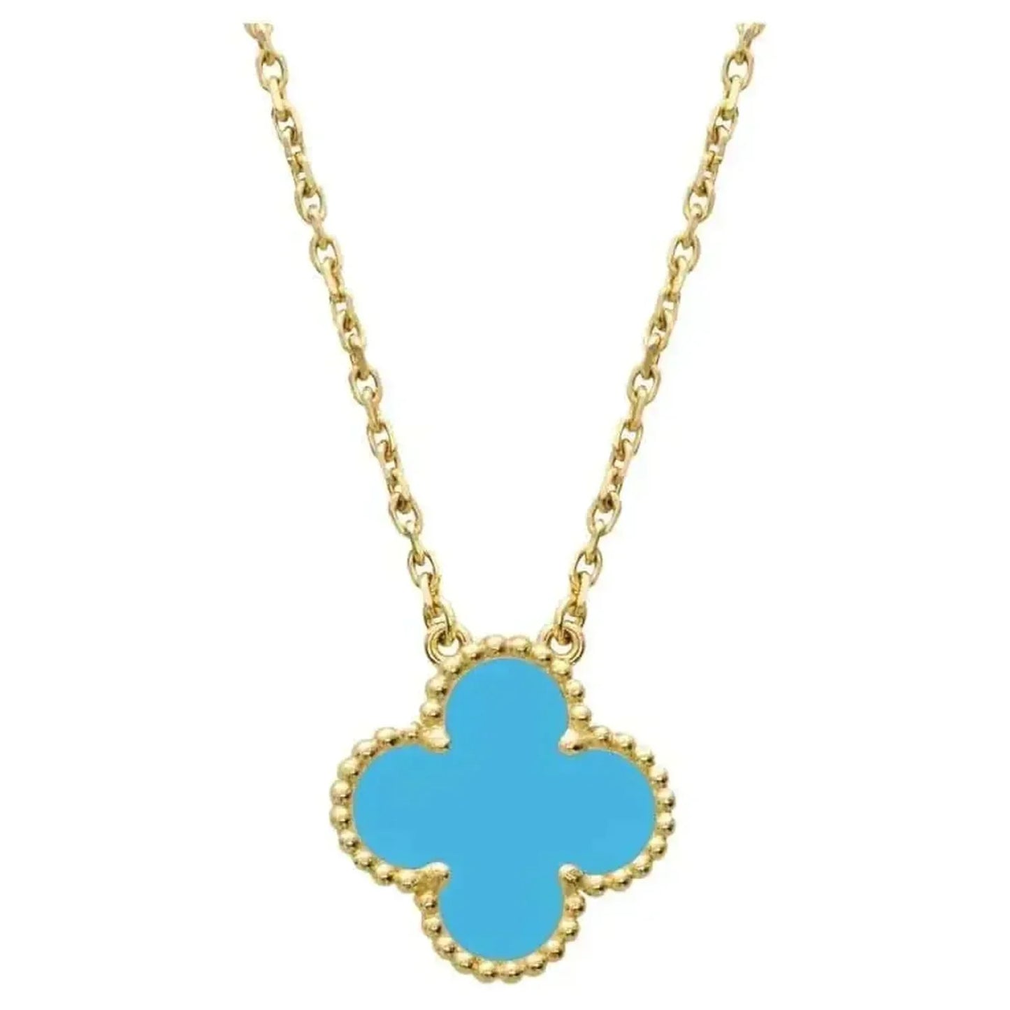 [Regal Gem]CLOVER 15MM VINTAGE TURQUOISE NECKLACE