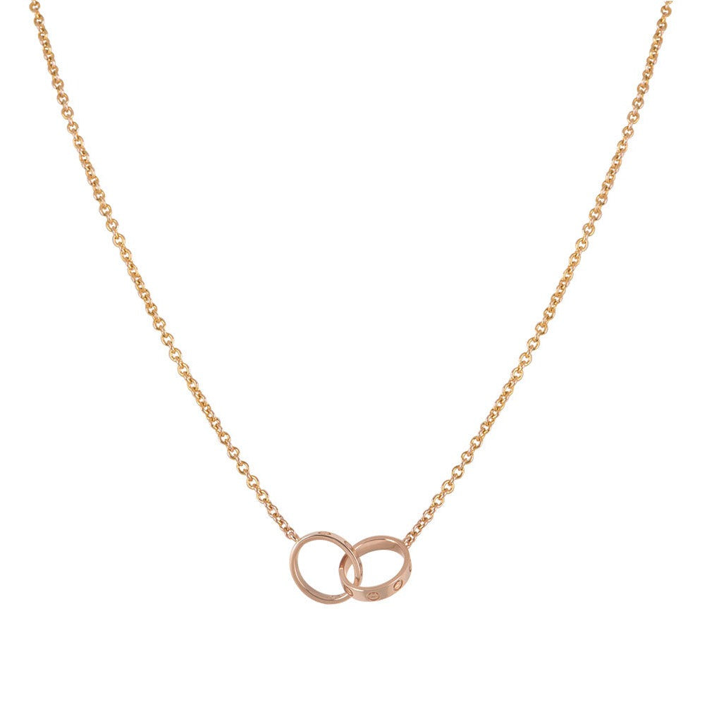 [Regal Gem]LOVE NECKLACE DOUBLE RING PINK GOLD