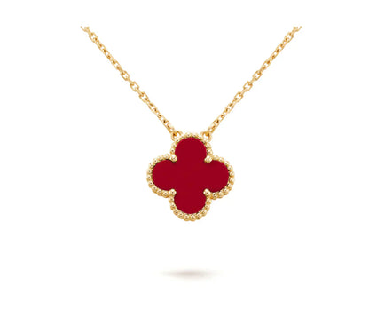 [Regal Gem]CLOVER 15MM CARNELIAN SINGLE FLOWER NECKLACE