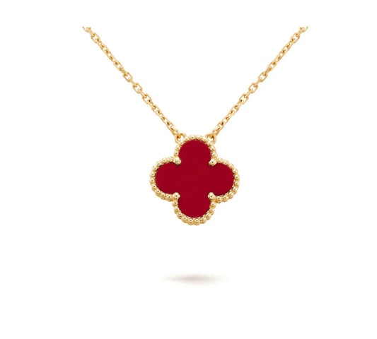 [Regal Gem]CLOVER 15MM CARNELIAN SINGLE FLOWER NECKLACE