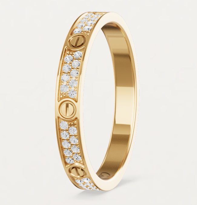 [Regal Gem]LOVE RING 2.6mm-wide full-diamond ring Gold