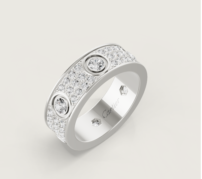 [Regal Gem]LOVE RING 6.5MM Full Diamond, 6 Major Diamonds Silver
