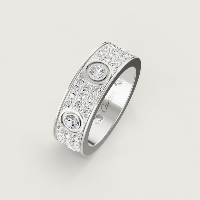 [Regal Gem]LOVE RING 6.5MM Full Diamond, 6 Major Diamonds Silver
