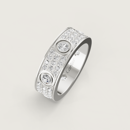[Regal Gem]LOVE RING 6.5MM Full Diamond, 6 Major Diamonds Silver