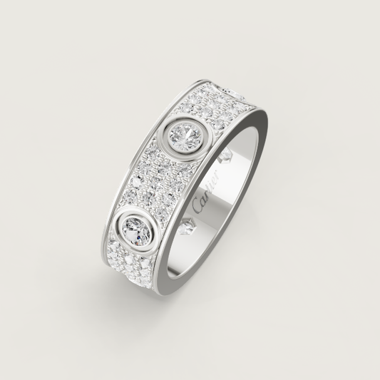 [Regal Gem]LOVE RING 6.5MM Full Diamond, 6 Major Diamonds Silver
