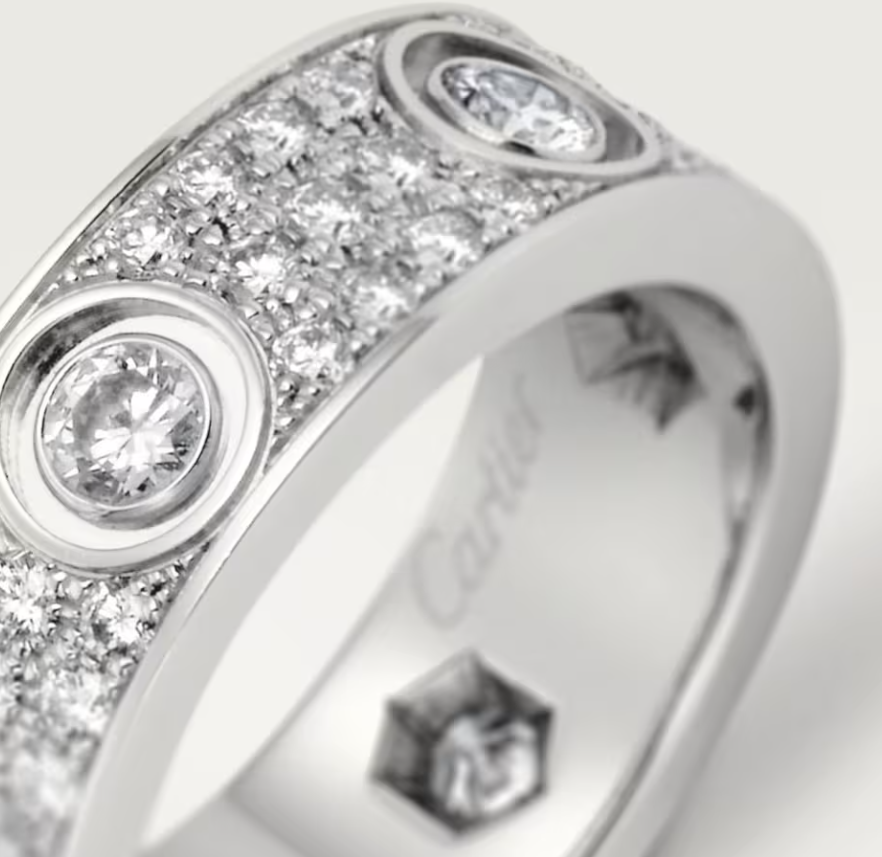 [Regal Gem]LOVE RING 6.5MM Full Diamond, 6 Major Diamonds Silver