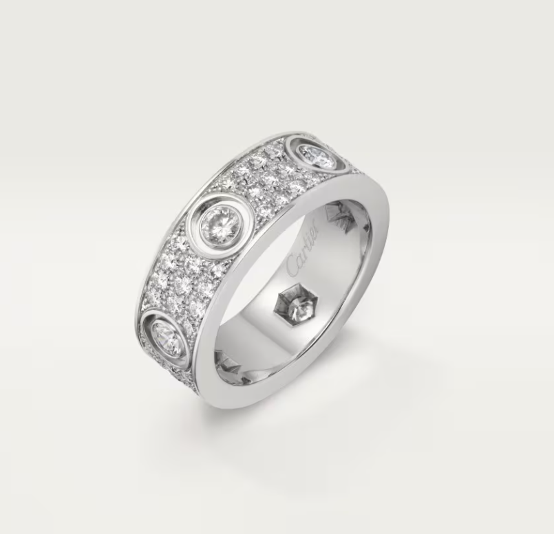 [Regal Gem]LOVE RING 6.5MM Full Diamond, 6 Major Diamonds Silver