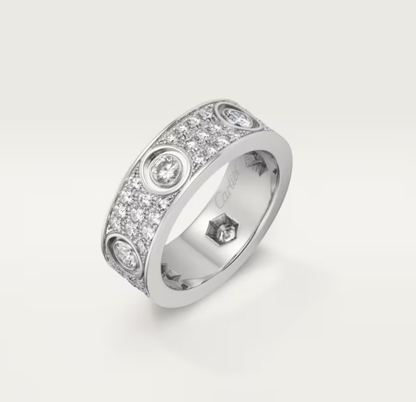 [Regal Gem]LOVE RING 6.5MM Full Diamond, 6 Major Diamonds Silver