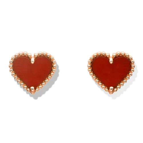 [Regal Gem]HEART CARNELIAN STUD EARRINGS