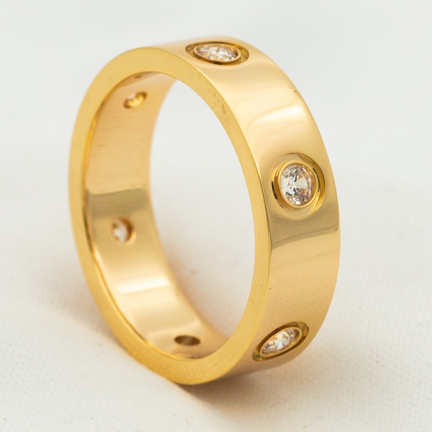 [Regal Gem]LOVE RING 5.5MM 6 DIAMONDS PINK GOLD