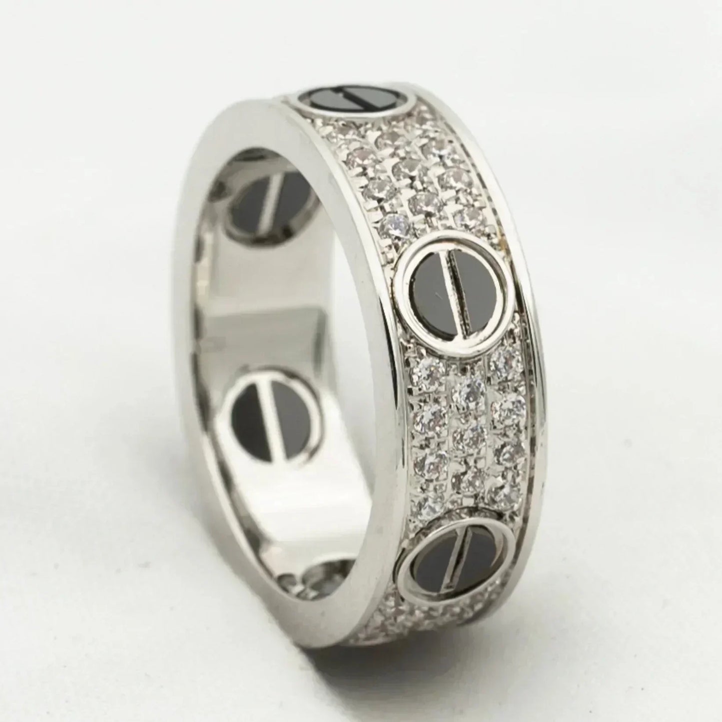 [Regal Gem]LOVE RING 5.5MM DIAMONDS PAVED CERAMIC