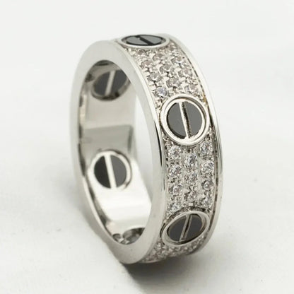 [Regal Gem]LOVE RING 5.5MM DIAMONDS PAVED CERAMIC