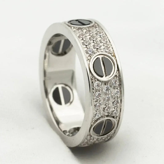 [Regal Gem]LOVE RING 5.5MM DIAMONDS PAVED CERAMIC