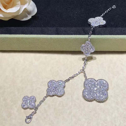 [Regal Gem]CLOVER 6 MOTIFS SILVER DIAMOND BRACELET