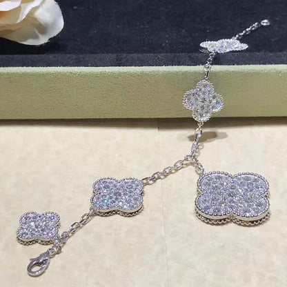 [Regal Gem]CLOVER 6 MOTIFS SILVER DIAMOND BRACELET