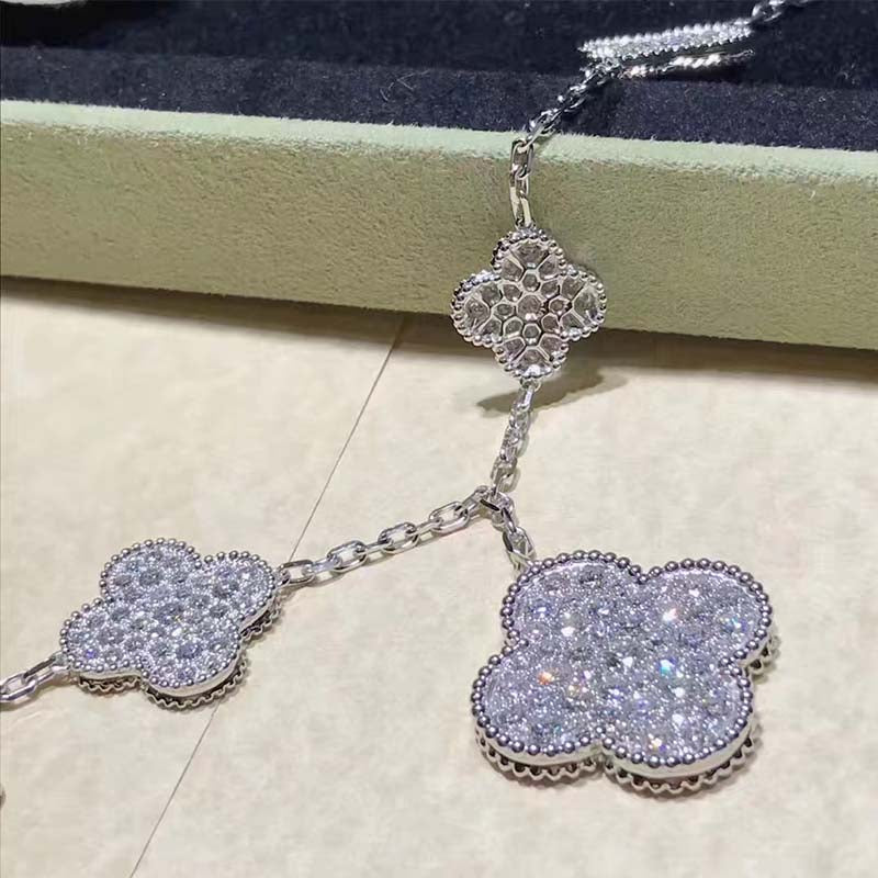 [Regal Gem]CLOVER 6 MOTIFS SILVER DIAMOND BRACELET