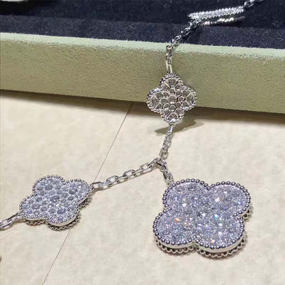 [Regal Gem]CLOVER 6 MOTIFS SILVER DIAMOND BRACELET