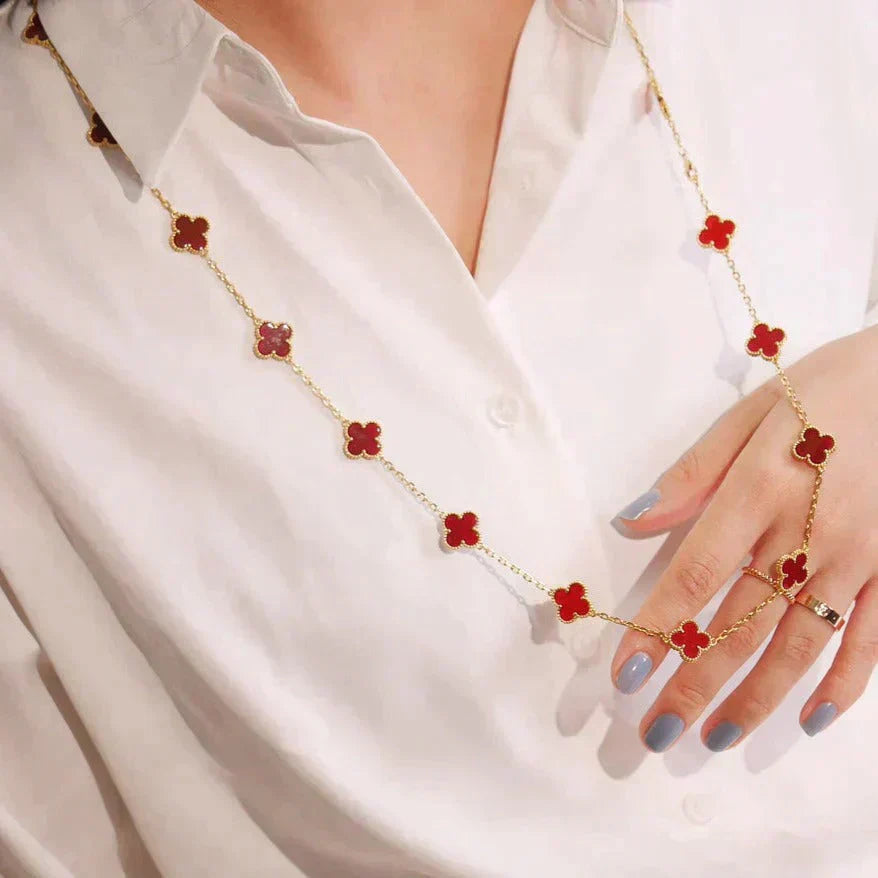 [Regal Gem]CLOVER 20 MOTIFS CARNELIAN NECKLACE
