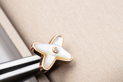 [Regal Gem]JEUX DE WHITE MOP PINK GOLD DIAMOND EARRINGS