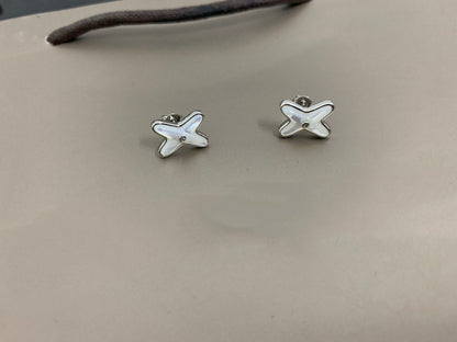 [Regal Gem]JEUX DE WHITE MOP SILVER DIAMOND EARRINGS