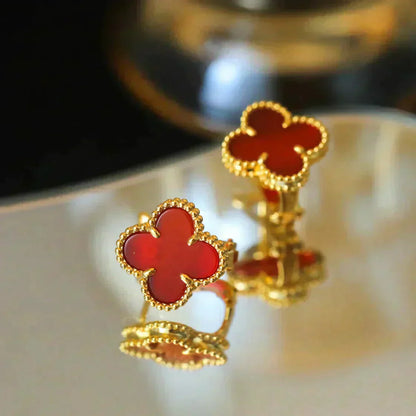 [Regal Gem]CLOVER MEDIUM 1 MOTIFS CARNELIAN  EARRINGS