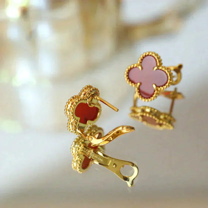[Regal Gem]CLOVER MEDIUM 1 MOTIFS CARNELIAN  EARRINGS