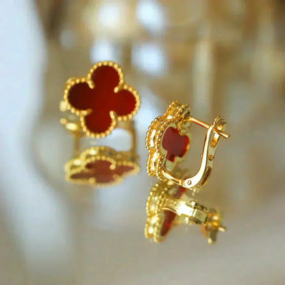 [Regal Gem]CLOVER MEDIUM 1 MOTIFS CARNELIAN  EARRINGS