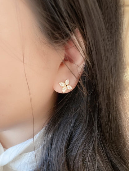 [Regal Gem]STAR BLOSSOM STUD EARRINGS PINK GOLD DIAMONDS