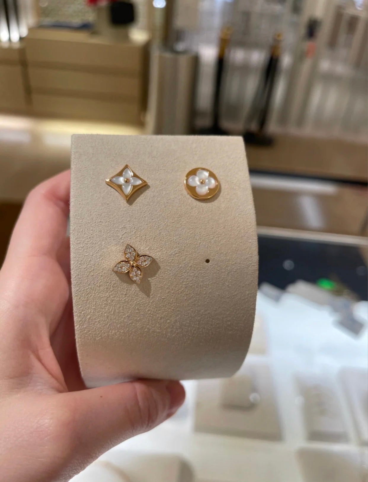 [Regal Gem]STAR BLOSSOM STUD EARRINGS PINK GOLD DIAMONDS