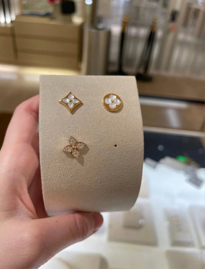 [Regal Gem]STAR BLOSSOM STUD EARRINGS PINK GOLD DIAMONDS