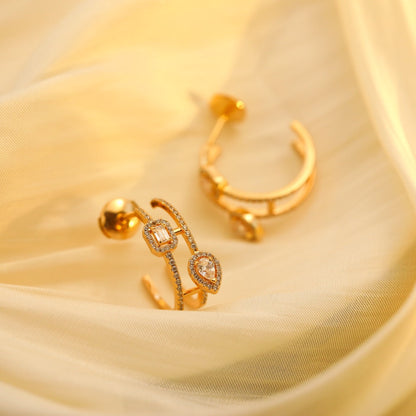 [Regal Gem]CREOLES MY TWIN 2 RANGS SILVER DIAMOND EARRINGS