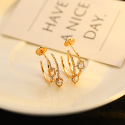 [Regal Gem]CREOLES MY TWIN 2 RANGS SILVER DIAMOND EARRINGS