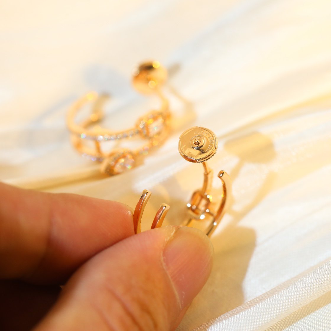 [Regal Gem]CREOLES MY TWIN 2 RANGS SILVER DIAMOND EARRINGS
