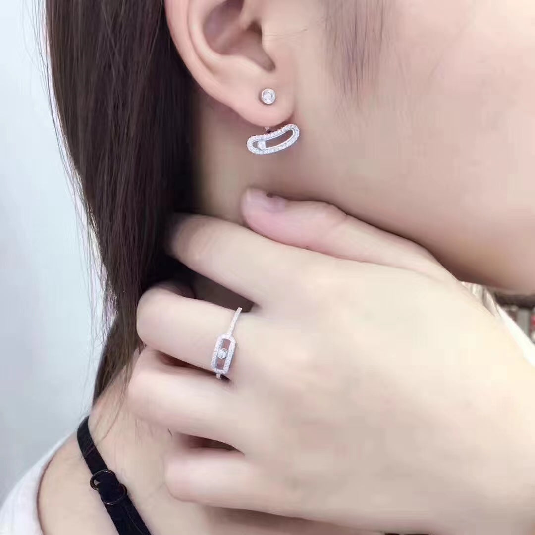 [Regal Gem]MOVE UNO SILVER DIAMOND EARRINGS