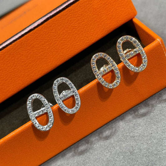 [Regal Gem]HM FULL DIAMOND PIG NOSE STUD EARRINGS