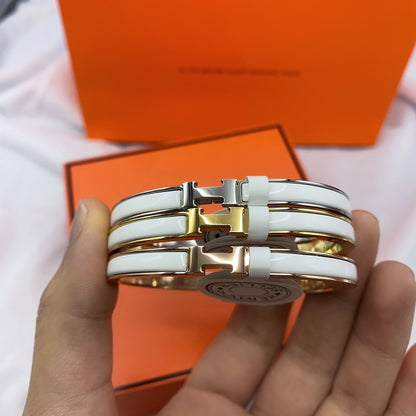 [Regal Gem]CLASSIC HM CLIC WHITE 8MM ENAMEL BRACELET