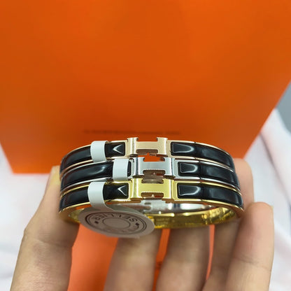 [Regal Gem]CLASSIC HM CLIC BLACK 8MM ENAMEL BRACELET