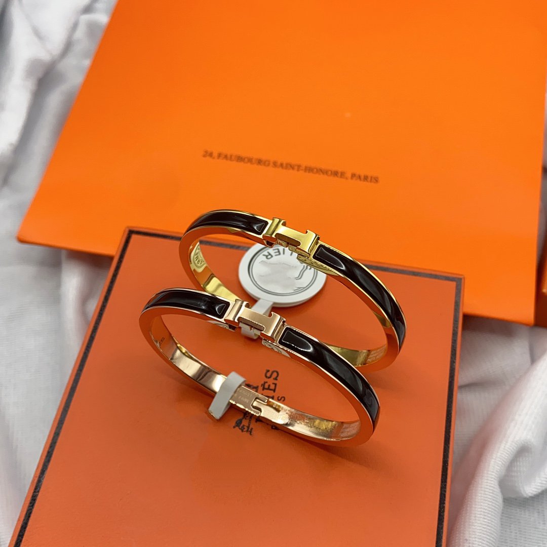 [Regal Gem]CLASSIC HM CLIC BLACK 8MM ENAMEL BRACELET