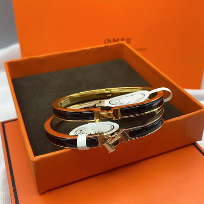 [Regal Gem]CLASSIC HM CLIC BLACK 8MM ENAMEL BRACELET
