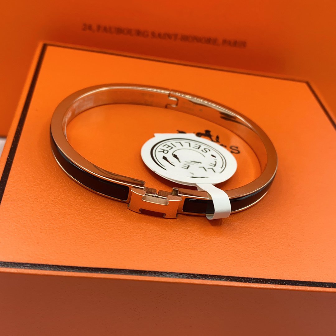 [Regal Gem]CLASSIC HM CLIC BLACK 8MM ENAMEL BRACELET