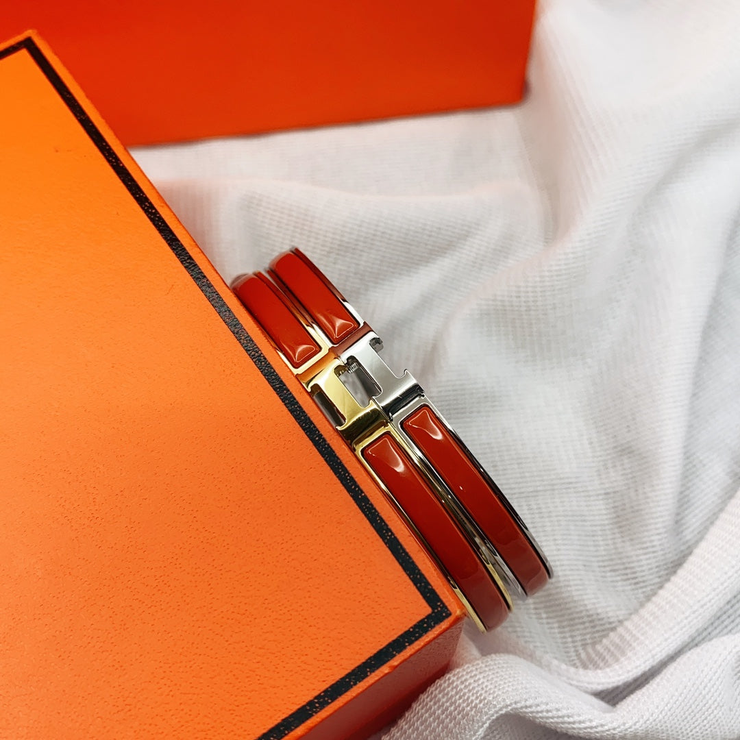 [Regal Gem]CLASSIC HM CLIC RED 8MM ENAMEL BRACELET