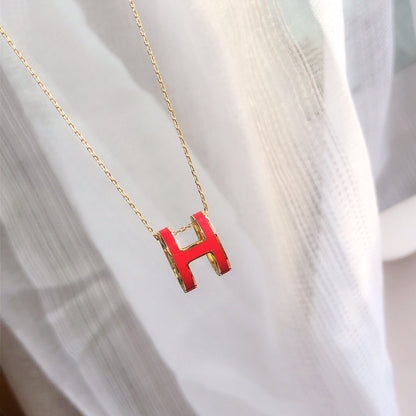 [Regal Gem]HM CLIC RED ENAMEL GOLD NECKLACE