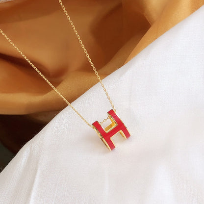 [Regal Gem]HM CLIC RED ENAMEL GOLD NECKLACE