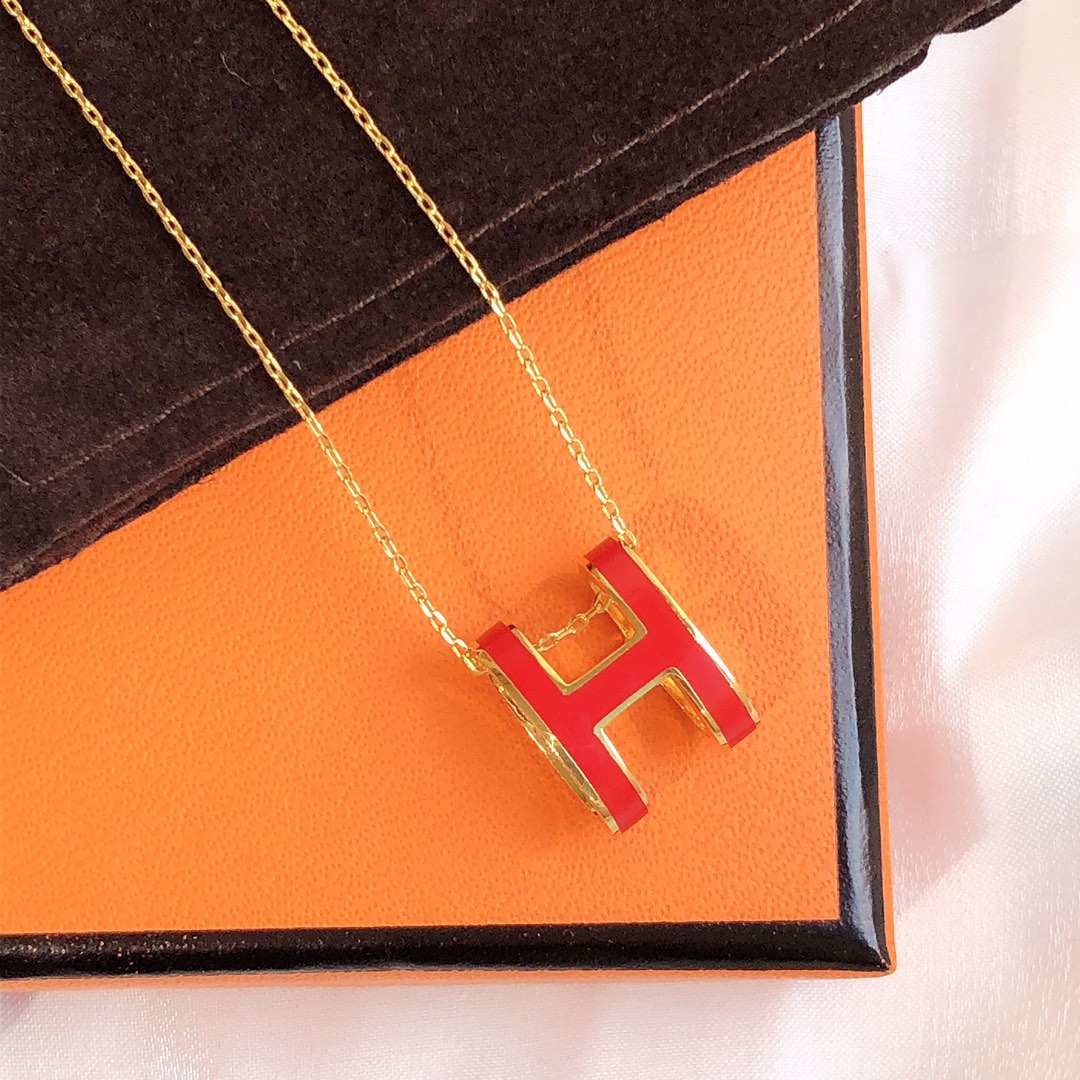 [Regal Gem]HM CLIC RED ENAMEL GOLD NECKLACE