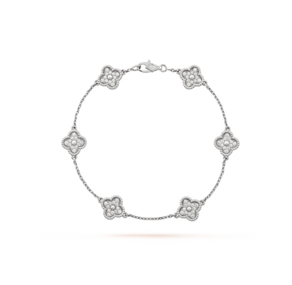 [Regal Gem]CLOVER 6 MOTIF SILVER DIAMOND BRACELET