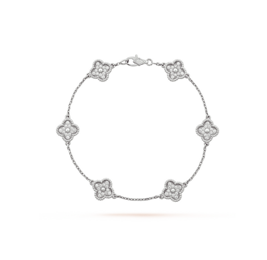 [Regal Gem]CLOVER 6 MOTIF SILVER DIAMOND BRACELET