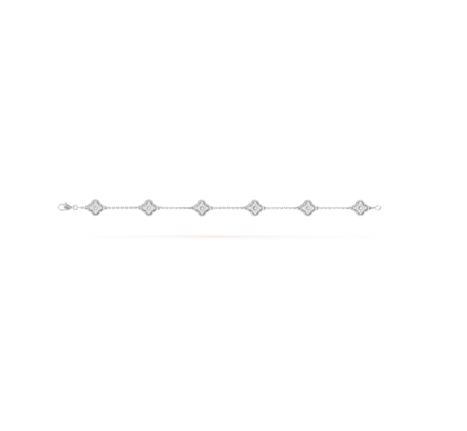 [Regal Gem]CLOVER 6 MOTIF SILVER DIAMOND BRACELET